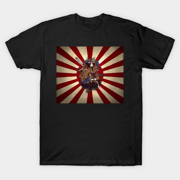 Naginita Samurai over Rising Sun Japan Flag T-Shirt by SolarCross